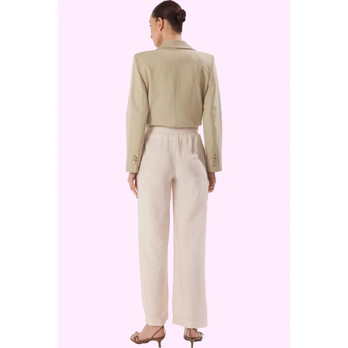Kadın Geniş Paça Dokuma Pantolon Renk Casual Günlük Stil Hafta Sonu Yaz Aylarının Vazgeçilmezi