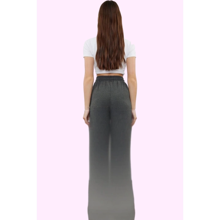 Kadın Geniş Paça Lastikli Bel Örme Pantolon Günlük Casual Hafta Sonu Yaz Aylarının Vazgeçilmezi