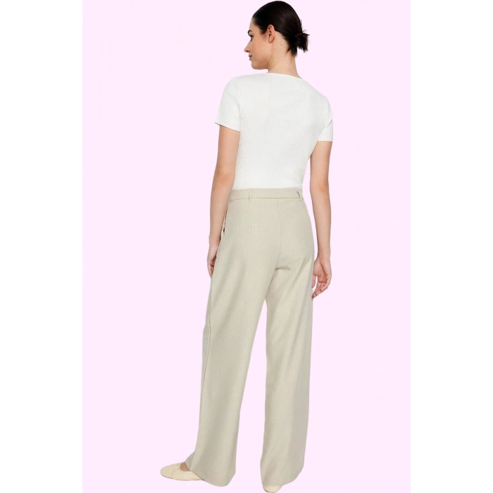Kadın Geniş Paça Palazzo Pantolon Düz Desen Normal Bel Wide Leg Rahat Günlük Modern Tasarım