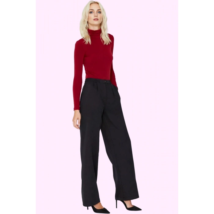 Kadın Geniş Paça Palazzo Pantolon Düz Desen Normal Bel Wide Leg Rahat Günlük Modern Tasarım