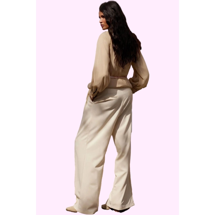 Kadın Geniş Paça Pantolon Yüksek Bel Rahat Kesim Tüm Sezonlar Günlük Kullanım Modern Tasarım