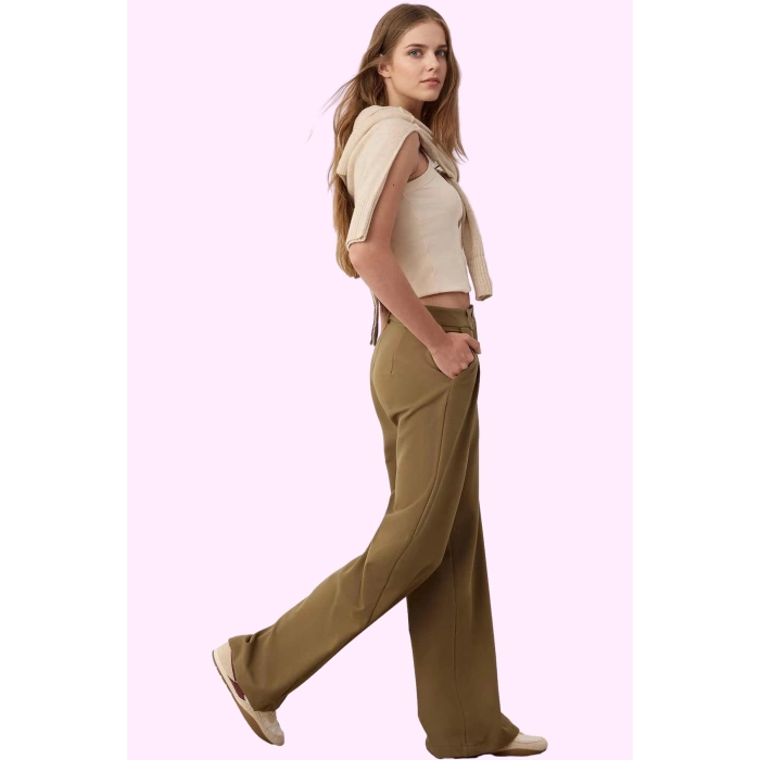 Kadın Geniş Paça Uzun Pantolon Düz Desen Wide Leg Yüksek Bel Günlük Yaz Aylarının Vazgeçilmezi