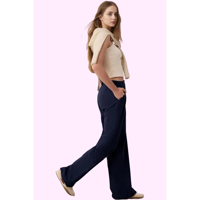 Kadın Geniş Paça Uzun Pantolon Düz Desen Wide Leg Yüksek Bel Günlük Yaz Aylarının Vazgeçilmezi