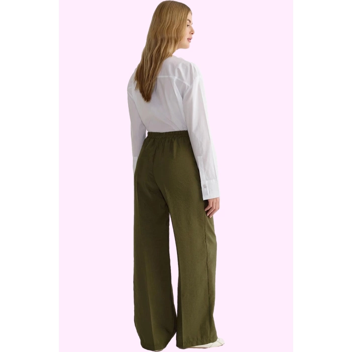 Kadın Geniş Paça Wide Leg Dokuma Pantolon Yüksek Bel Yaz Aylarının Vazgeçilmezi Günlük Kullanım
