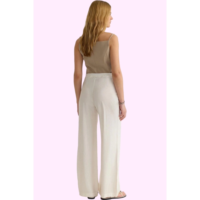 Kadın Geniş Paça Wide Leg Dokuma Pantolon Yüksek Bel Yaz Aylarının Vazgeçilmezi Günlük Kullanım