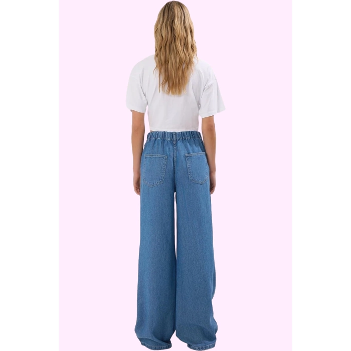 Kadın Geniş Paça Yüksek Bel Kot Pantolon Liyosel Denim Günlük Stil Yaz Aylarının Vazgeçilmezi