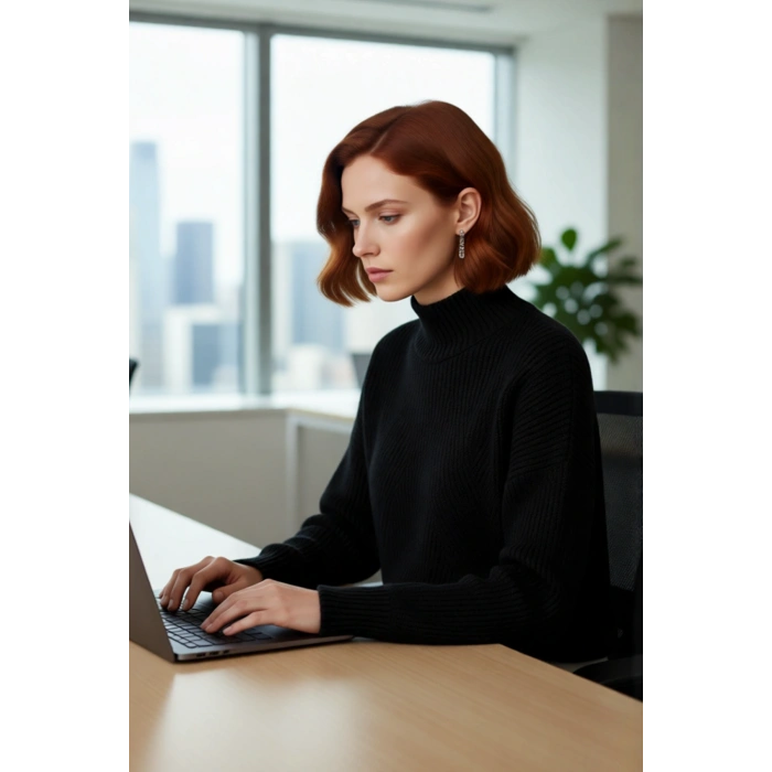 Kadın Gri Dik Yaka Oversize Akrilik Triko Kazak Günlük Şıklık İçin İdeal Uzun Kollu Tasarım