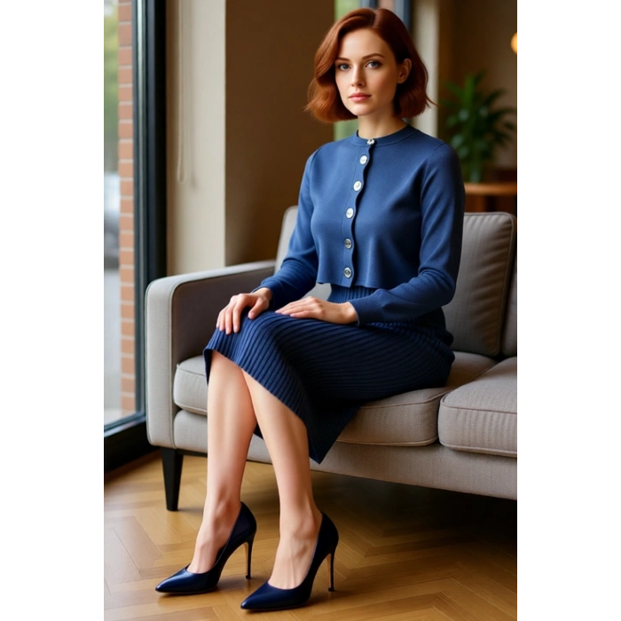 Kadın Gri Midi Bodycon Triko Elbise ve Kısa Hırka İkili Takım Sonbahar Kış Stili Kaliteli Şık