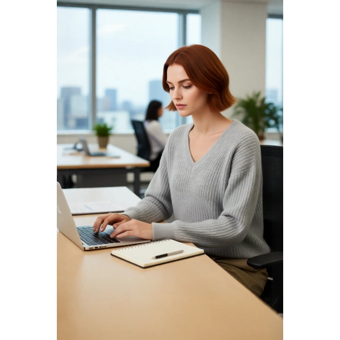 Kadın Gri Oversize V Yaka Triko Kazak Rahat Düşük Kol Fitilli Dokuma Kış Şıklığı Sunar Kaliteli