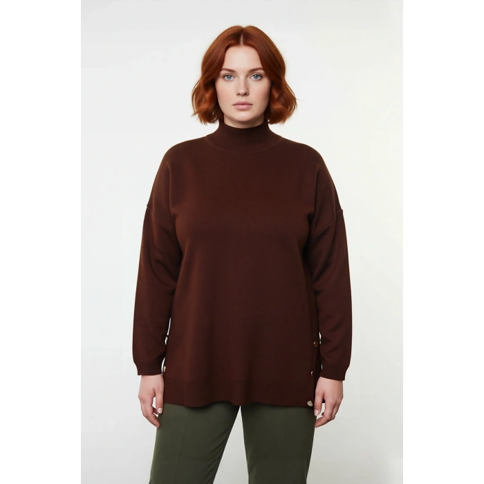 Kadın Günlük Akrilik Balıkçı Yaka Rahat Kesim Triko Kazak Uzun Kollu Soğuk Havanın Vazgeçilmezi