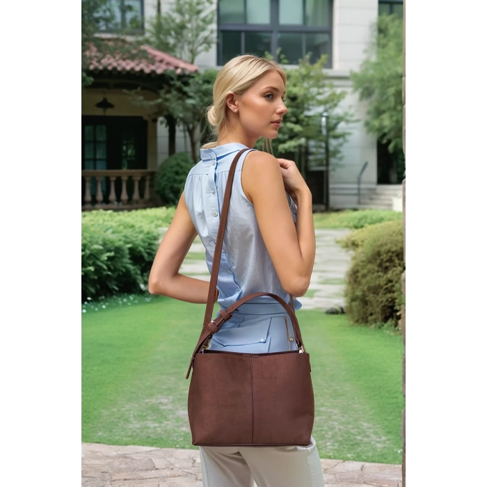Kadın Günlük El Ve Omuz Çantası Noiraski Detaylı Suni Süet Mükemmel Uyum Trend Tasarım Modern Stil