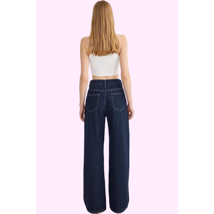 Kadın Günlük Kullanım için Pamuklu Wide Leg Jean Pantolon Hafta Sonu Yaz Aylarının Vazgeçilmezi