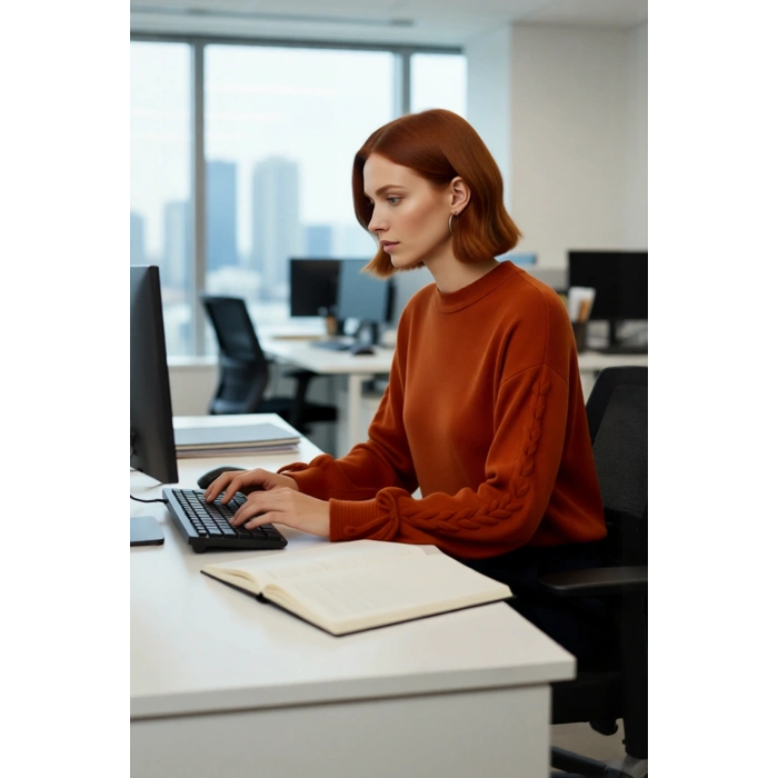 Kadın Günlük Kullanım İçin Regular Kalıp Bisiklet Yaka Düşük Kol Akrilik Triko Kazak Tunik Kışlık