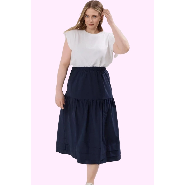 Kadın Günlük Midi Etek Pamuk Polyester A Line Kalıp Özel Günler Yaz Aylarının Vazgeçilmezi