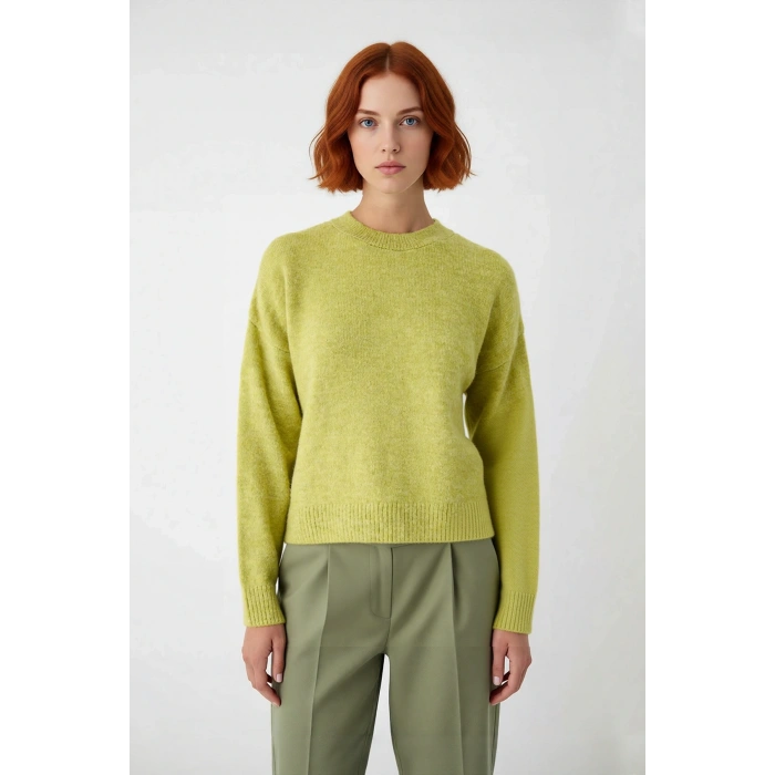 Kadın Günlük Oversize Bisiklet Yaka Düşük Kol Triko Kazak Soğuk Havalar İçin Mükemmel Tercih