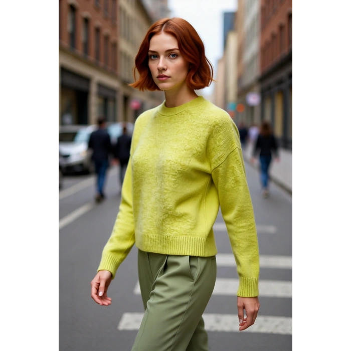 Kadın Günlük Oversize Bisiklet Yaka Düşük Kol Triko Kazak Soğuk Havalar İçin Mükemmel Tercih