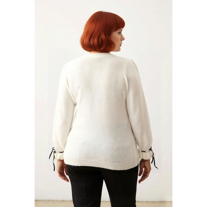 Kadın Günlük Şık Dik Yaka Ajurlu Triko Kazak Yumuşak Dokulu Düşük Kol Uzun Kollu Rahat Giysi