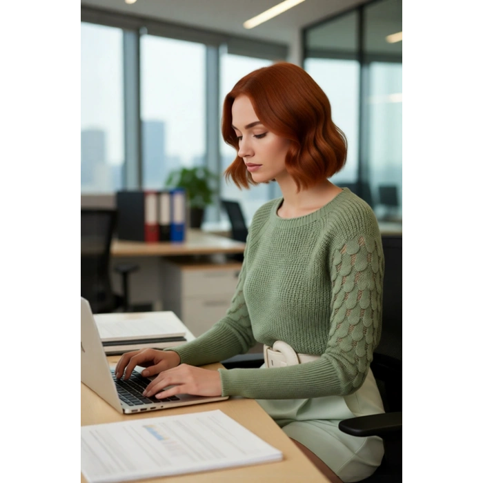 Kadın Günlük Stilinize Özel Dokulu Akrilik Bisiklet Yaka Regular Kalıp Uzun Kol Triko Kazak