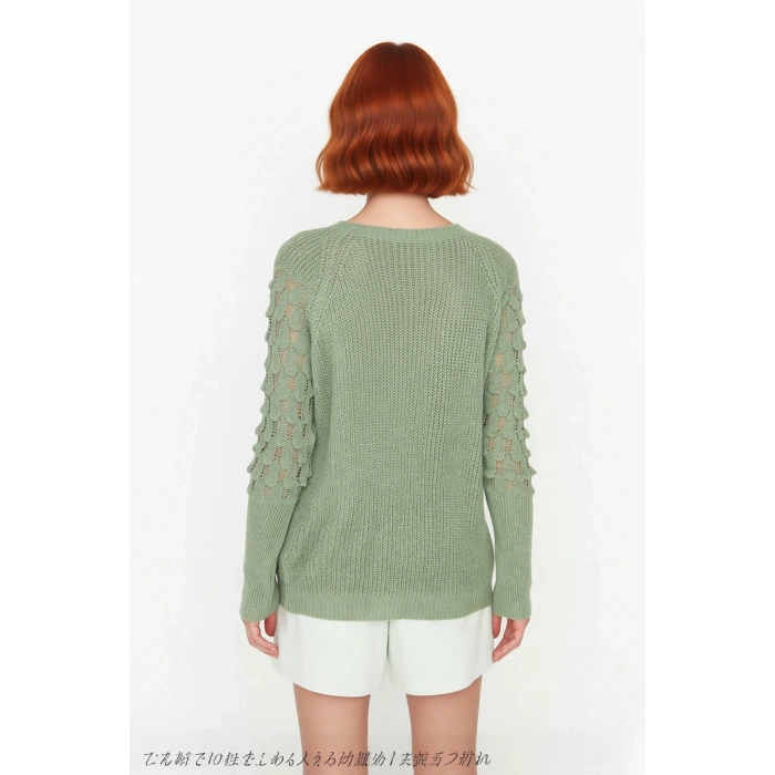 Kadın Günlük Stilinize Özel Dokulu Akrilik Bisiklet Yaka Regular Kalıp Uzun Kol Triko Kazak