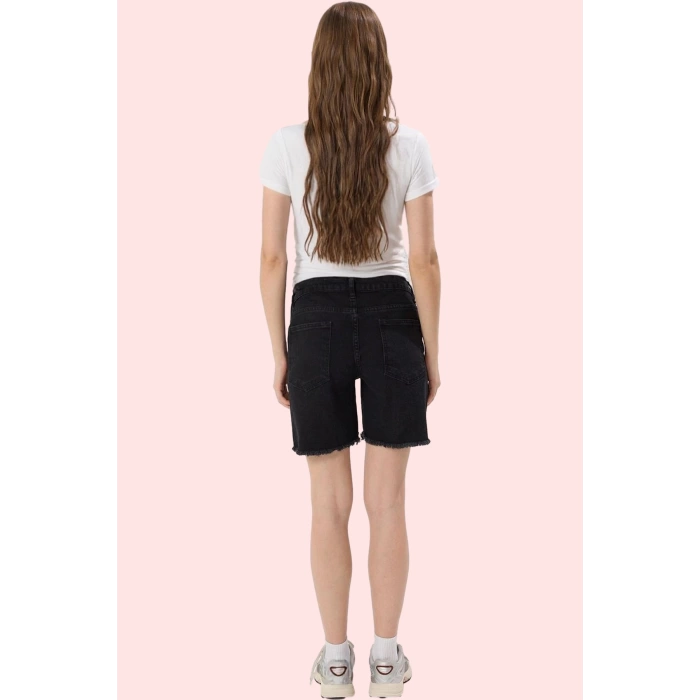 Kadın Hamile Denim Şort Rengi Yüksek Bel Straight Siluet Günlük Yaz Aylarının Vazgeçilmezi