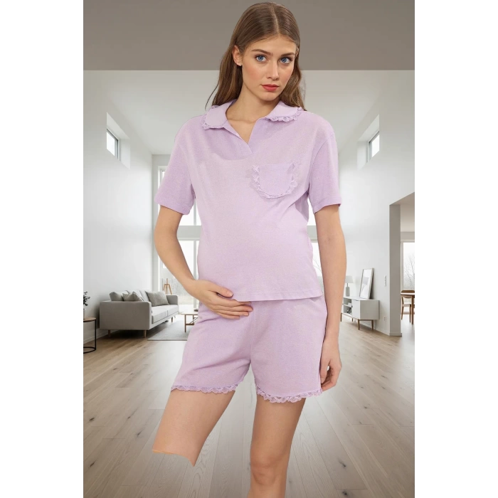 Kadın Hamile Pijama Takımı Viskon Süprem Örme Yazlık Rahat Modern Stil Premium Kalite Ve Şık
