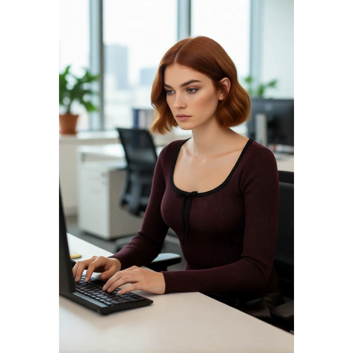 Kadın Havuz Yaka Fitilli Triko Kazak Kurdele Fiyonk Detaylı İnce Yapısıyla Şıklığınızı Tamamlar