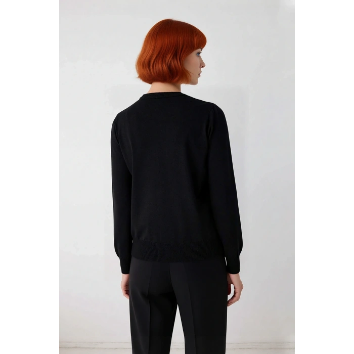 Kadın İnce Triko Bisiklet Yaka Regular Kalıp Düz Standart Kollu Rahat Günlük Kazak Stili Kaliteli