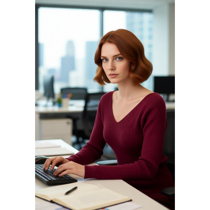 Kadın İnce Triko Fitted Kazak Ajurlu V Yaka Uzun Standart Kol İlkbahar Sonbahar Stili Kaliteli