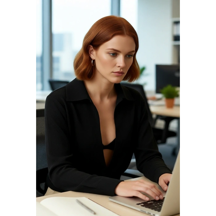 Kadın İnce Triko Kazak Regular Kalıp Uzun Kol Polo Yaka Crop Model Günlük Şıklık Sunar Kaliteli