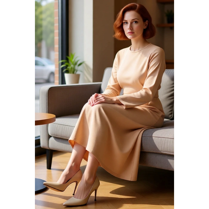 Kadın İnterlok Örme Uzun Kollu Maxi Boy Elbise Rahatlığı ve Modern Şıklığı Birleştirir Kaliteli