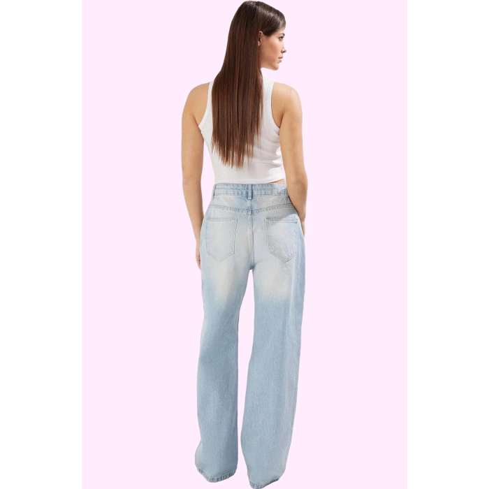 Kadın Jean Pantolon Pamuk Geniş Paça Düşük Bel Casual Stil Günlük Kullanım Kaliteli Malzeme