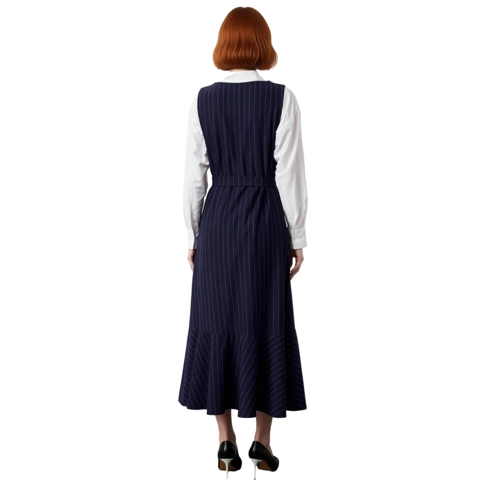 Kadın Jile Dokuma Çizgili Maxi Boy V Yaka Elbise Günlük Şıklık İçin İdeal Seçim Kaliteli Şık