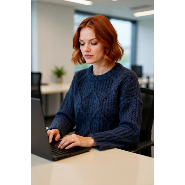 Kadın Kalın Saç Örgülü Oversize Triko Kazak Soğuk Havalar İçin Şık Bisiklet Yaka Standart Kol