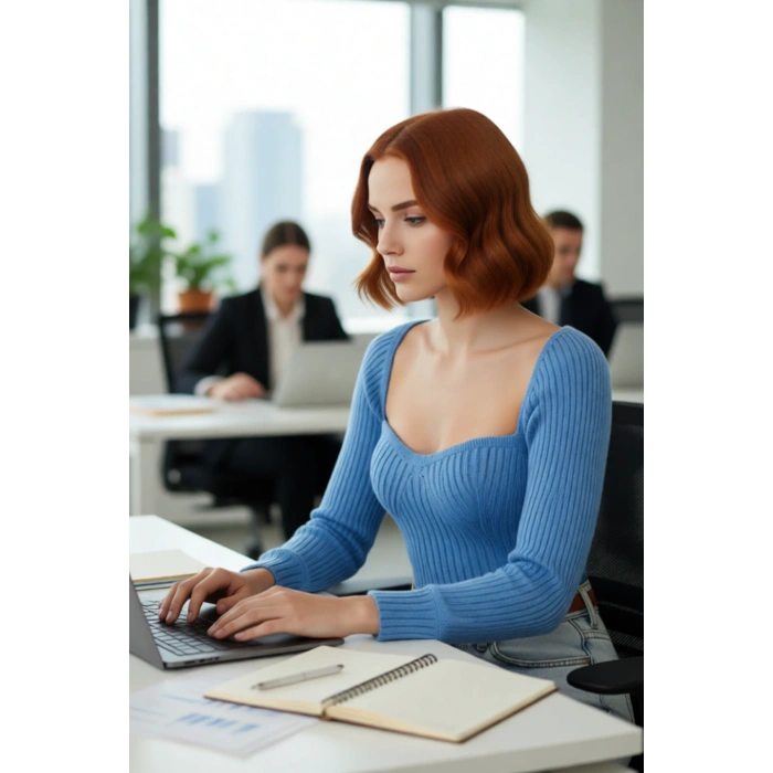 Kadın Kalp Yaka Crop Triko Kazak Regular Kalıp Uzun Kollu Fitilli Akrilik Günlük Şık Giyim