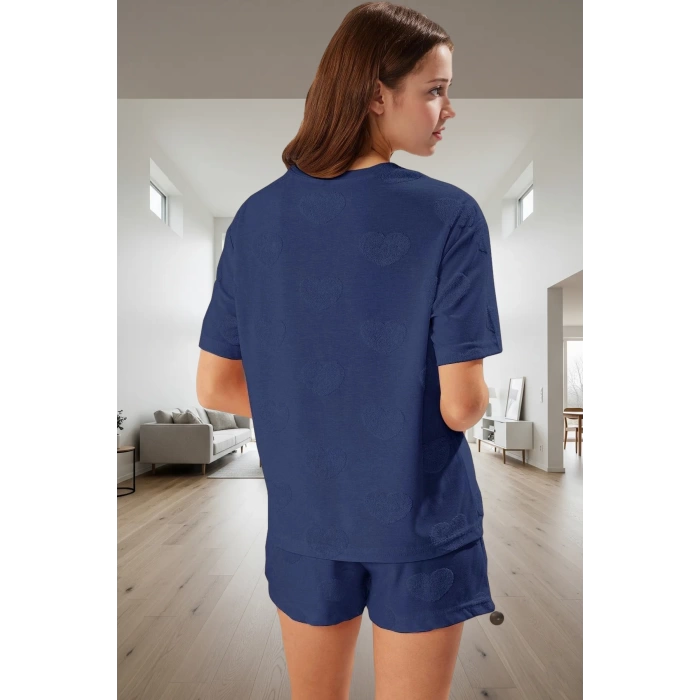 Kadın Kalpli Desenli Pamuklu Pijama Takımı Seçkin Malzeme Trend Tasarım