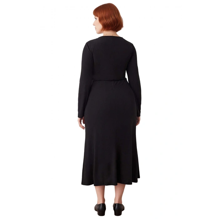 Kadın Kare Yaka A Line Kesim Uzun Kollu Örme Maxi Elbise Şık Ve Konforlu Günlük Stil Kaliteli