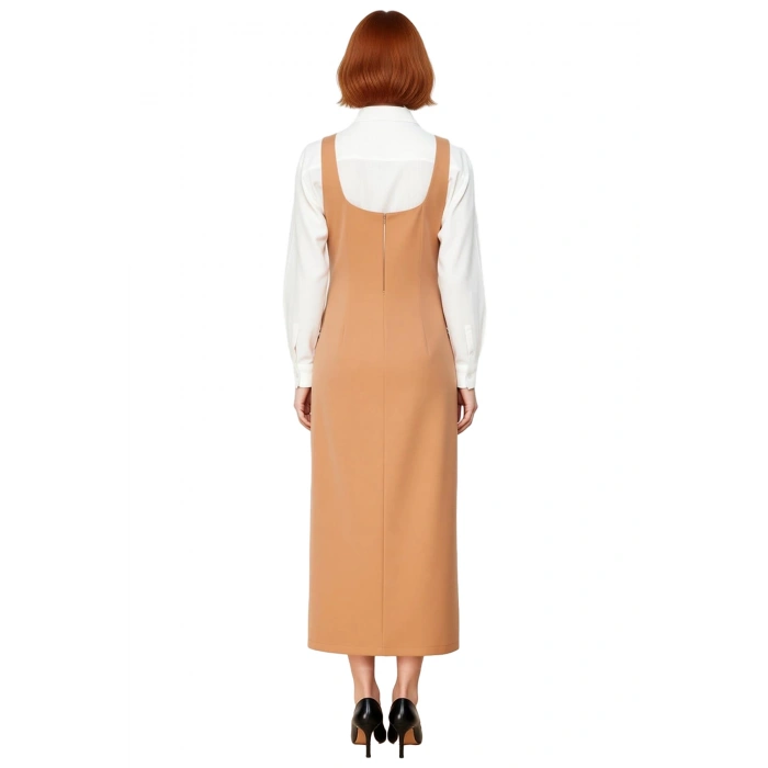 Kadın Kare Yaka Taş İşlemeli Dokuma Jile Elbise Modern Şıklığı Her Ortama Taşıyan Stil Kaliteli