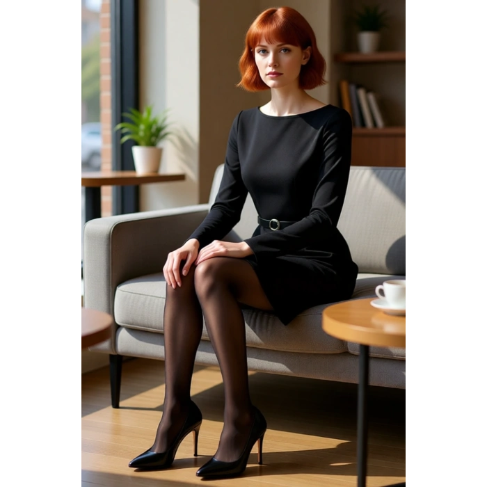 Kadın Kemerli A Kesim Kayık Yaka Uzun Kollu Dokuma Mini Elbise Modern İş ve Günlük Kombinler İçin