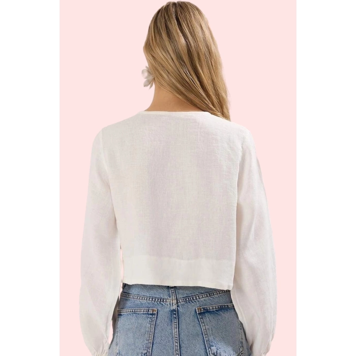 Kadın Keten Crop Gömlek Basic Siluet Fitted Kalıp Rahat Yaz Kombinleri Stilin Buluştuğu Yer