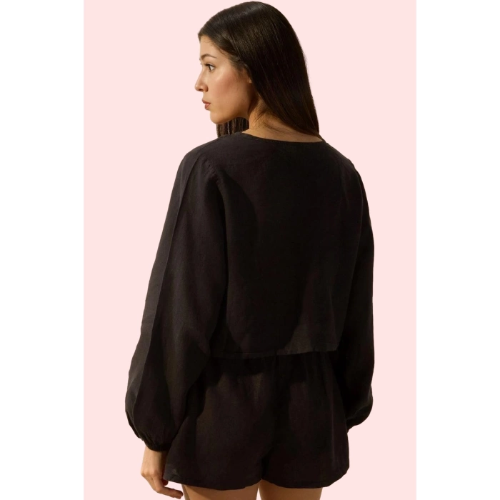 Kadın Keten Crop Gömlek Basic Siluet Fitted Kalıp Rahat Yaz Kombinleri Stilin Buluştuğu Yer