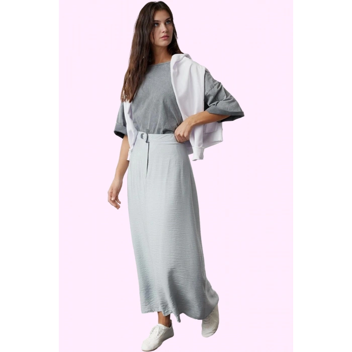Kadın Keten Görünümlü A Line Etek Maxi Boy Normal Bel Yazlık Günlük Yaz Aylarının Vazgeçilmezi