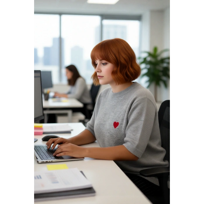 Kadın Kiraz Nakışlı Bisiklet Yaka Düşük Kol Regular Kalıp Triko Kazak İlkbahar Sonbahar Stili