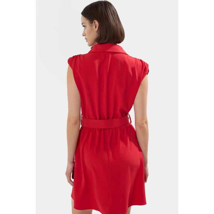 Kadın Kısa A Kesim Kemerli Elbise Polyester Dokuma Günlük Stil Profesyonel Görünüm Mükemmel Uyum