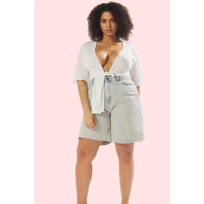 Kadın Kısa Boy Denim Şort Geniş Paça Pamuk Casual Tarz Günlük Hafta Sonu Dayanıklı Malzeme