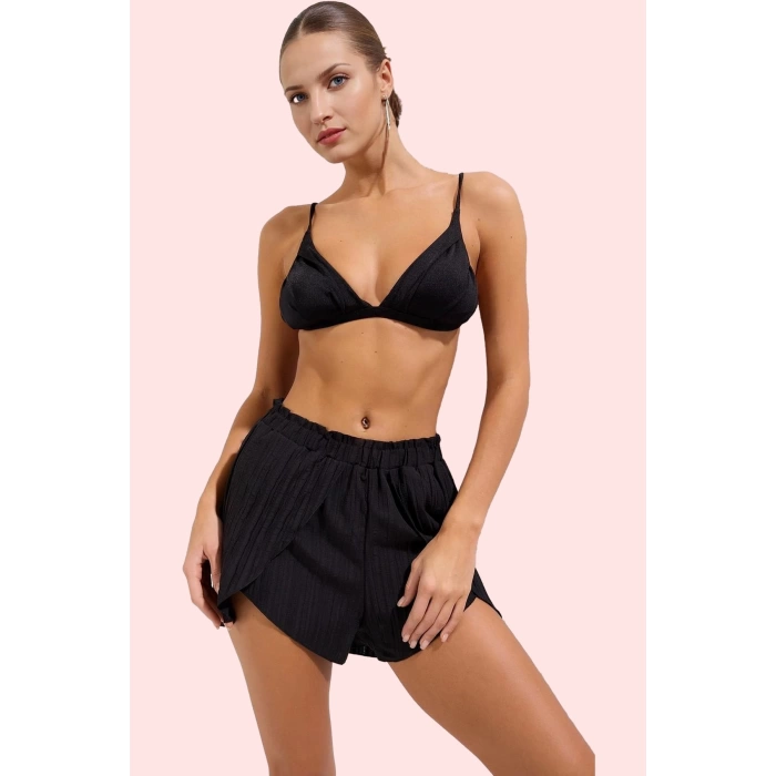 Kadın Kısa Boy Mom Fit Şort Crinkle Dokuma Nefes Alabilir Kumaş Günlük Şıklık Modern Tasarım