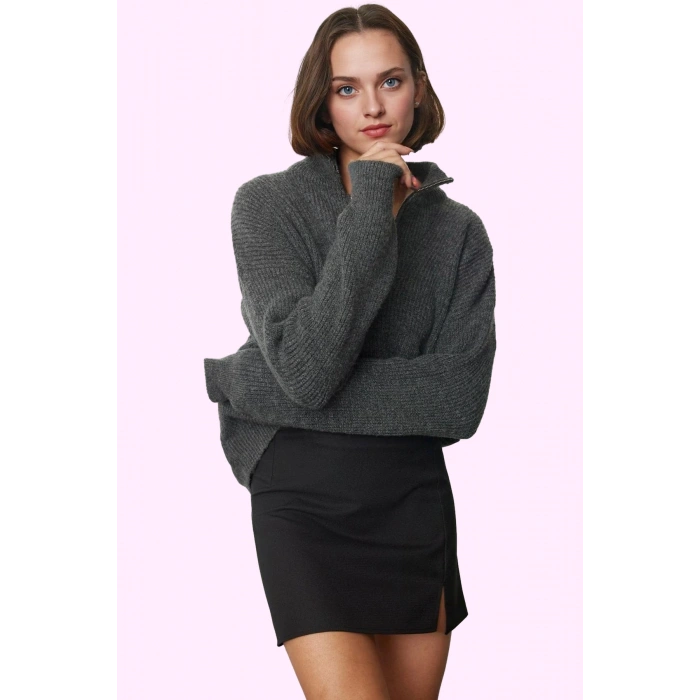 Kadın Kısa Etek Yüksek Bel Kalem Finike Dokuma Polyester Günlük Kullanım Dayanıklı Malzeme