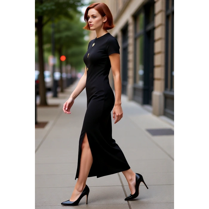 Kadın Kısa Kollu Düz Desen Bodycon Elbise Bisiklet Yaka Ottoman Örme Midi Boy Günlük Stile Uygun