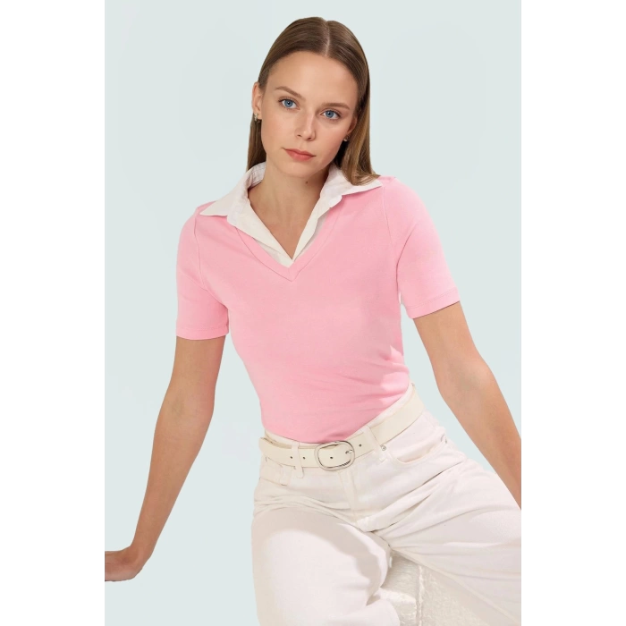 Kadın Kısa Kollu Fitted Örme Bluz Günlük Stil Kullanım İçin Özenle Seçilmiş Şık Görünüm