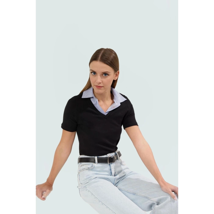 Kadın Kısa Kollu Fitted Örme Bluz Günlük Stil Kullanım İçin Özenle Seçilmiş Şık Görünüm