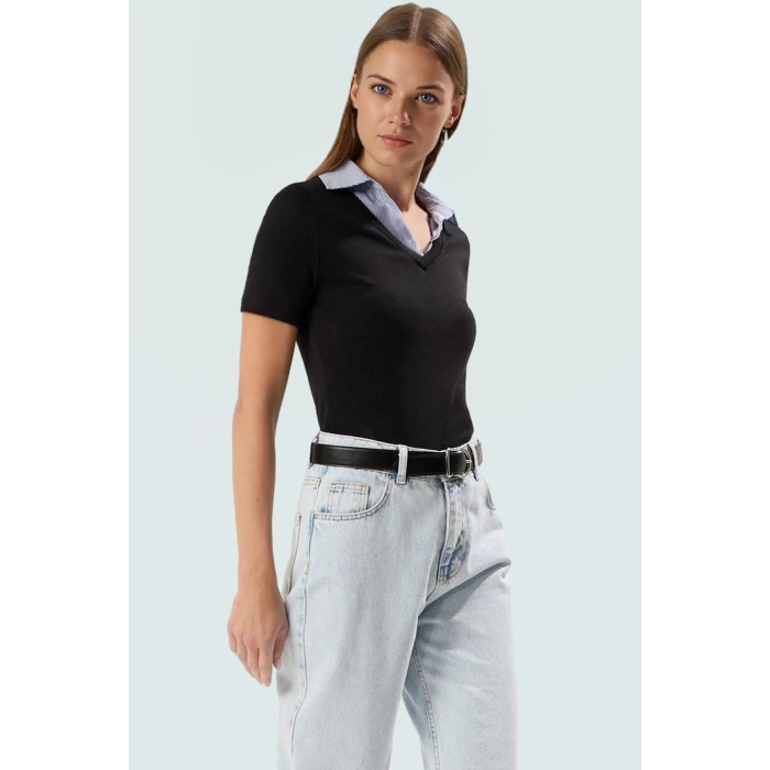 Kadın Kısa Kollu Fitted Örme Bluz Günlük Stil Kullanım İçin Özenle Seçilmiş Şık Görünüm